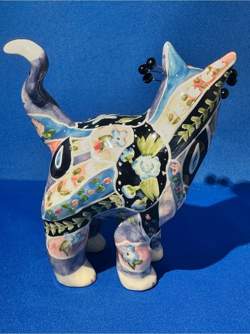 Amy Lacombe Annaco Creations Whimsiclay Calico Floral Cat Figurine Signed 2002 - Picture 4 of 11